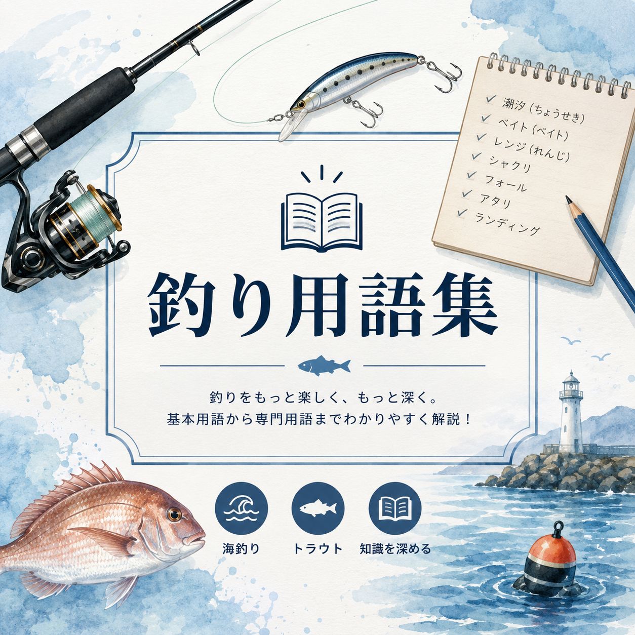 海釣り、トラウトの知識を深めるための釣り用語集の表紙